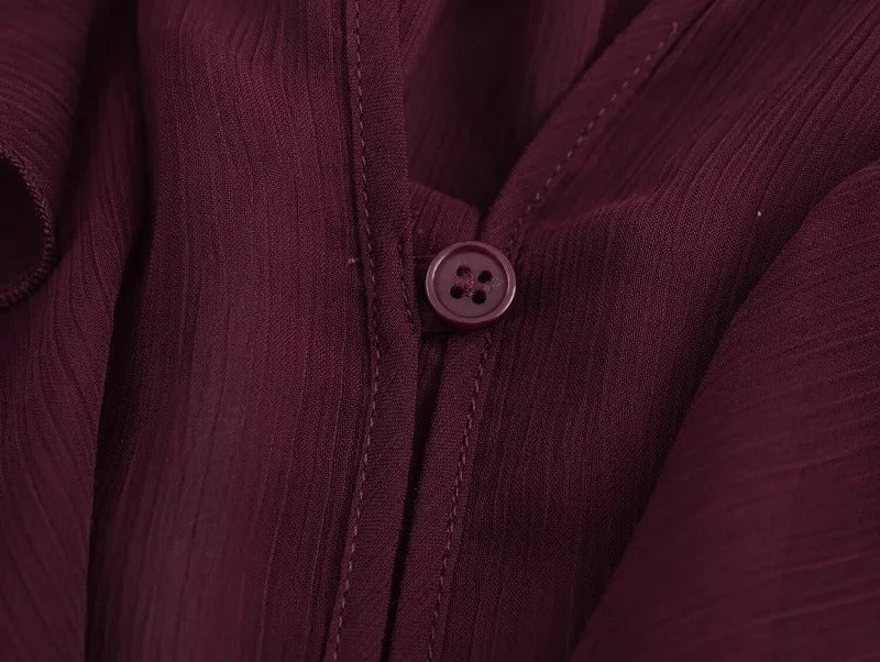 Camisa de Volantes Berenjena