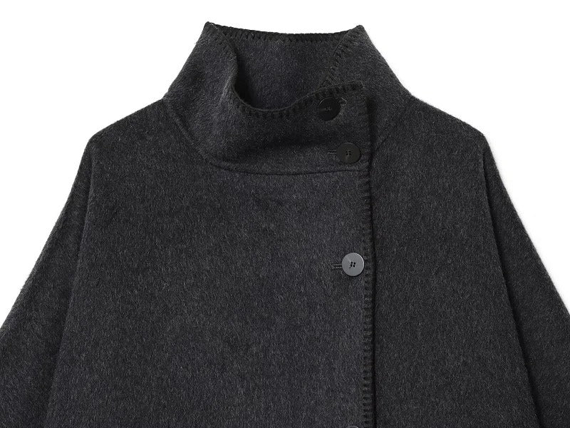 Chaqueta Bomber Abotonada de Lado Negra