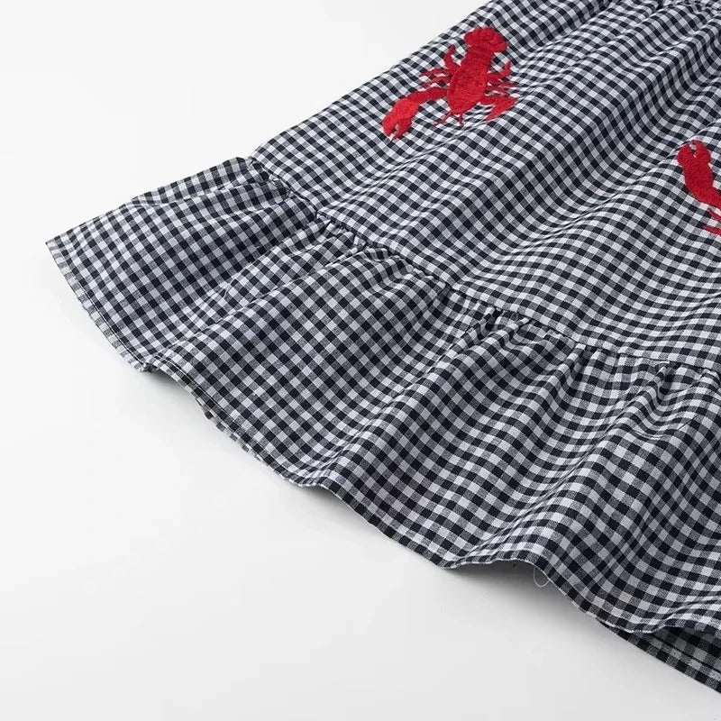 Vestido Largo de Cuadros con Estampados