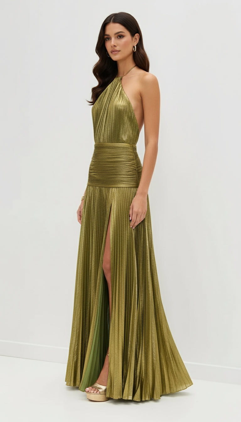 Vestido de Fiesta Largo Verde Militar