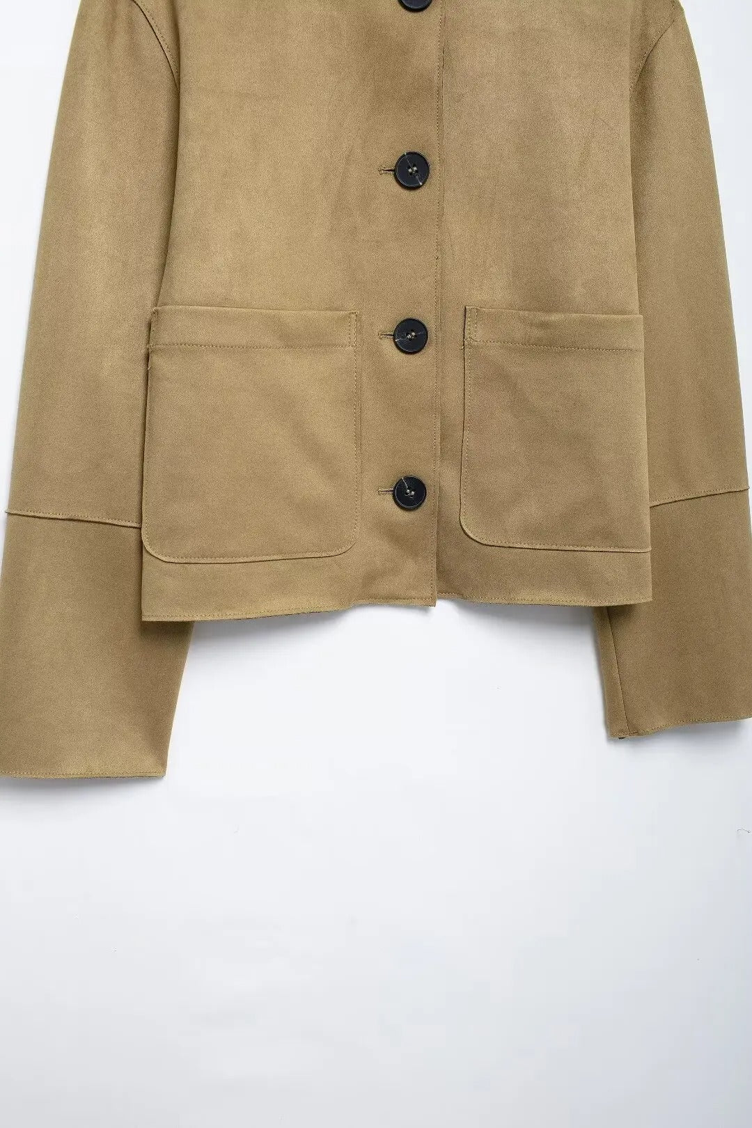 Chaqueta Ante Marrón Bomber de Botones