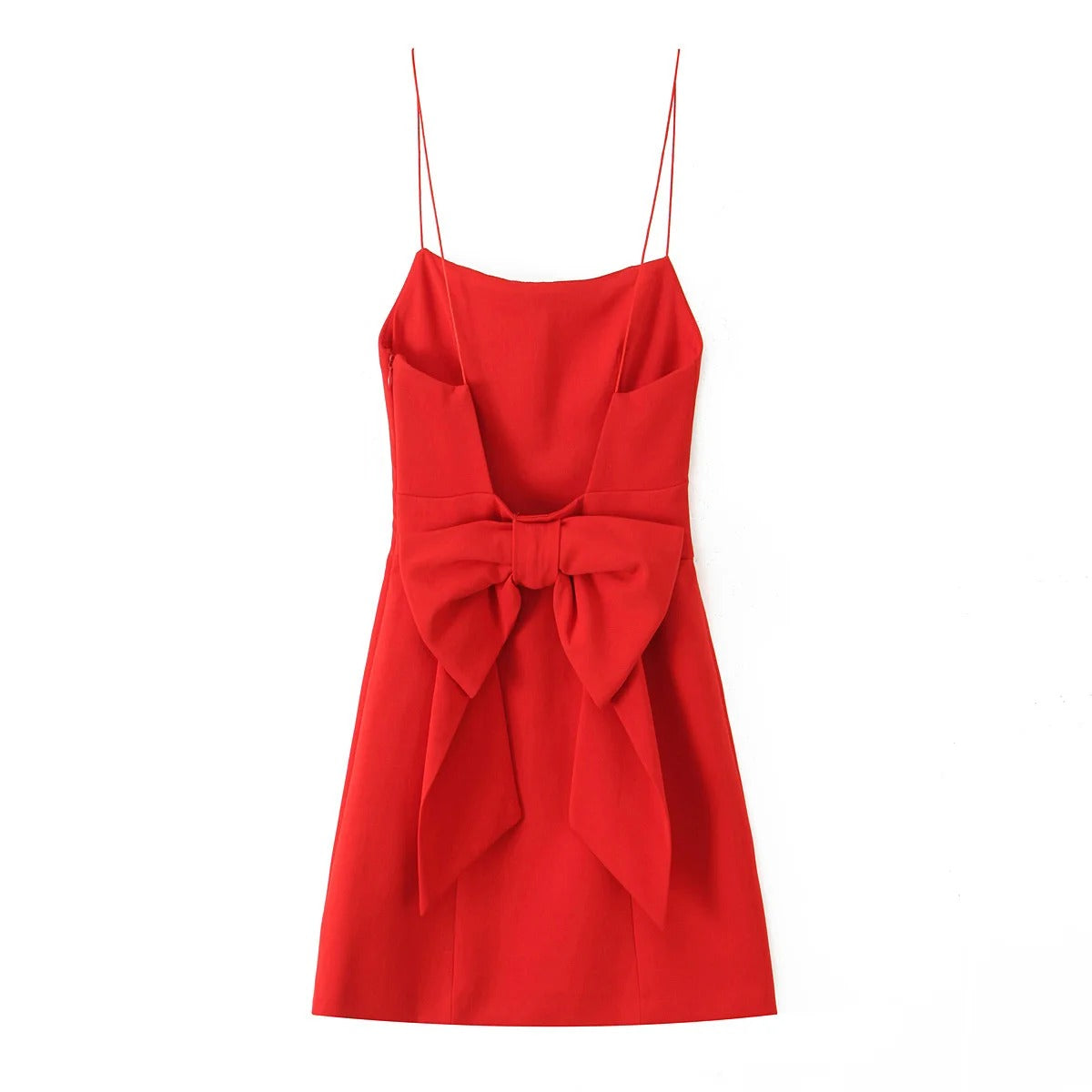 Vestido Rojo con Espalda Descubierta y Lazo