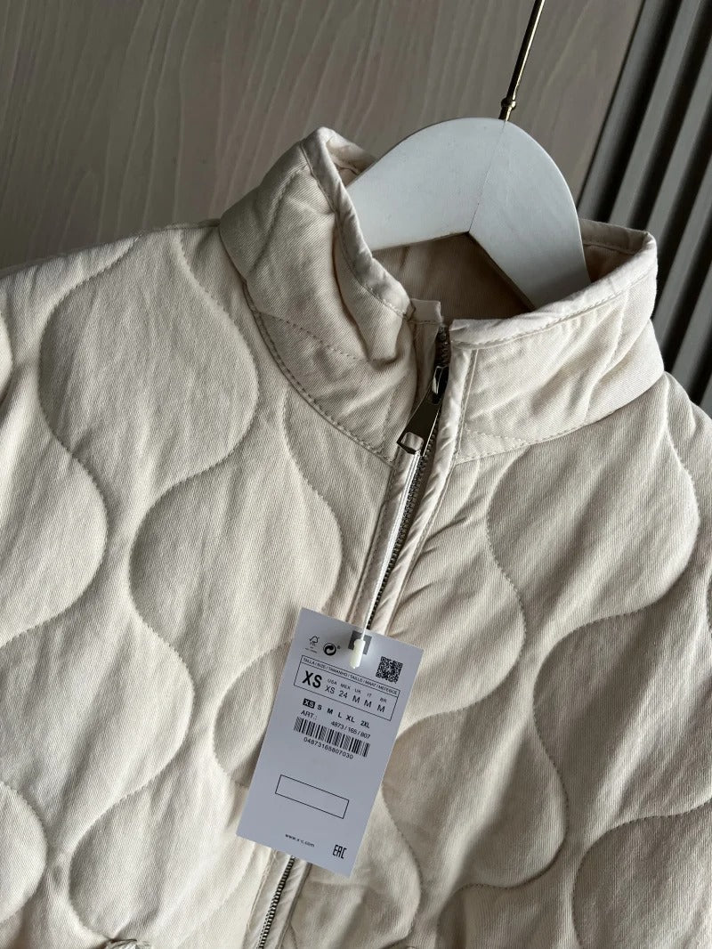 Chaqueta Acolchada de Relieve Beige
