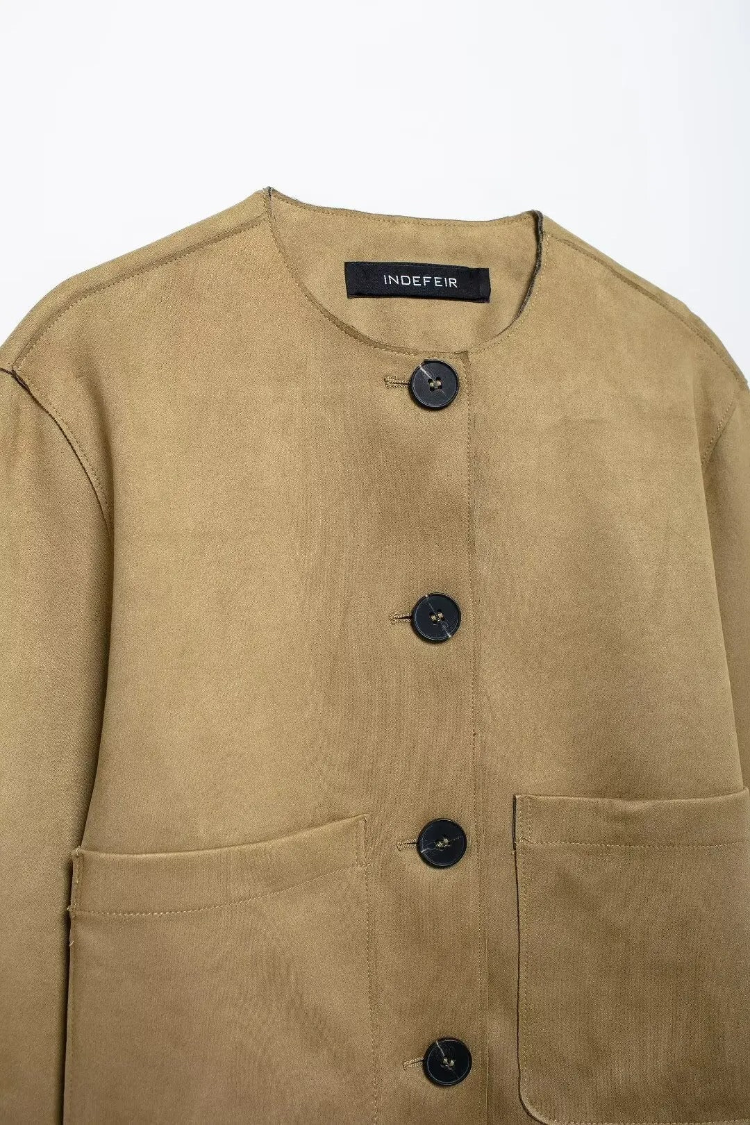 Chaqueta Ante Marrón Bomber de Botones