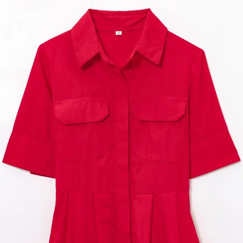 Vestido de Escote Largo Fusia