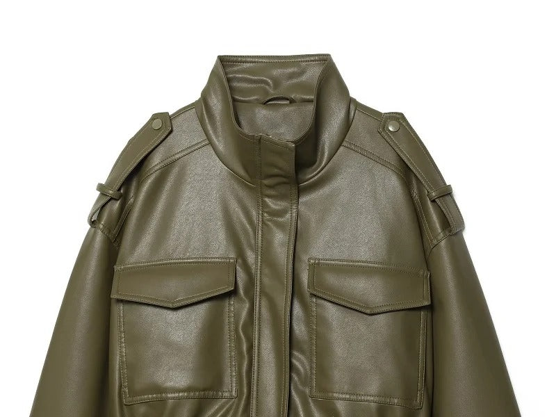 Chupa de Cuero Sintético Kaki