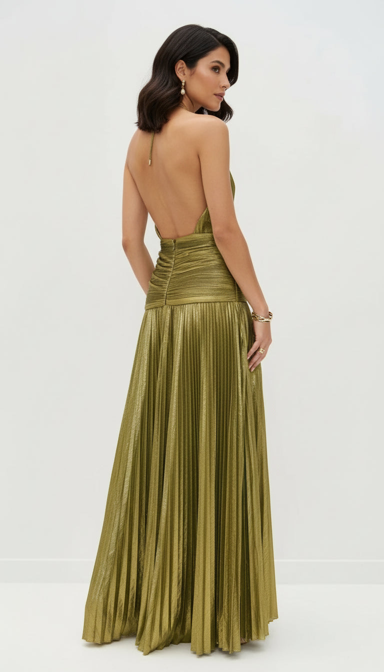 Vestido de Fiesta Largo Verde Militar