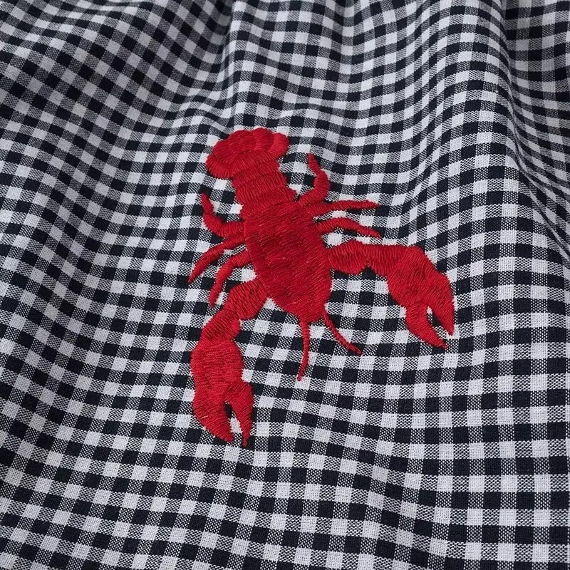 Vestido Largo de Cuadros con Estampados