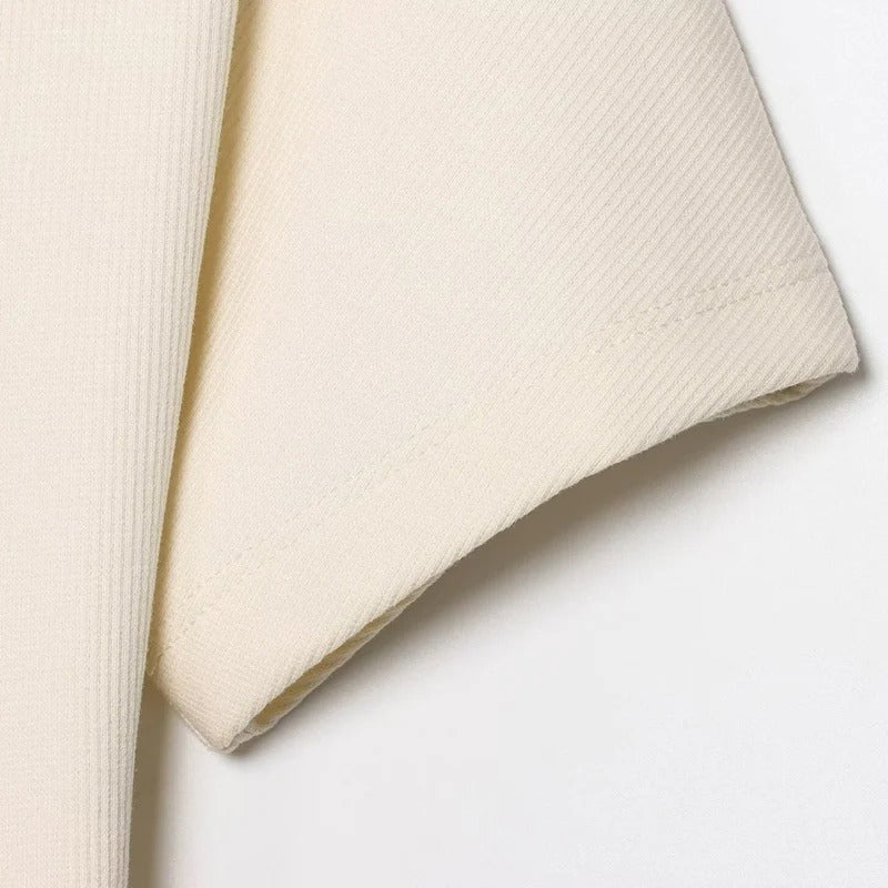 Vestido Camiseta con Falda Acampanada Beige