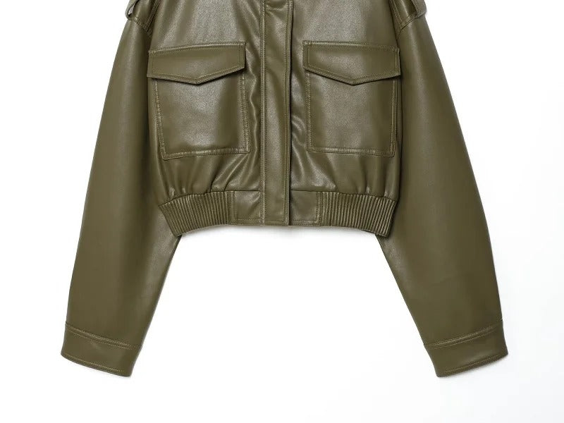 Chupa de Cuero Sintético Kaki