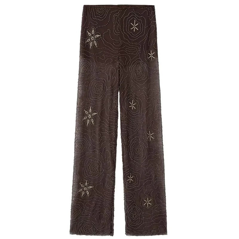 Pantalones Happy Flowers Marrones con estrellas