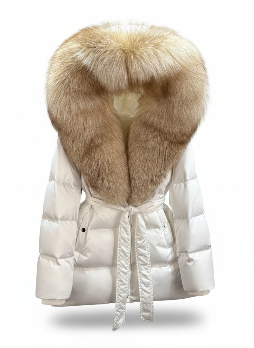 Plumón Blanco de Pelo Marrón