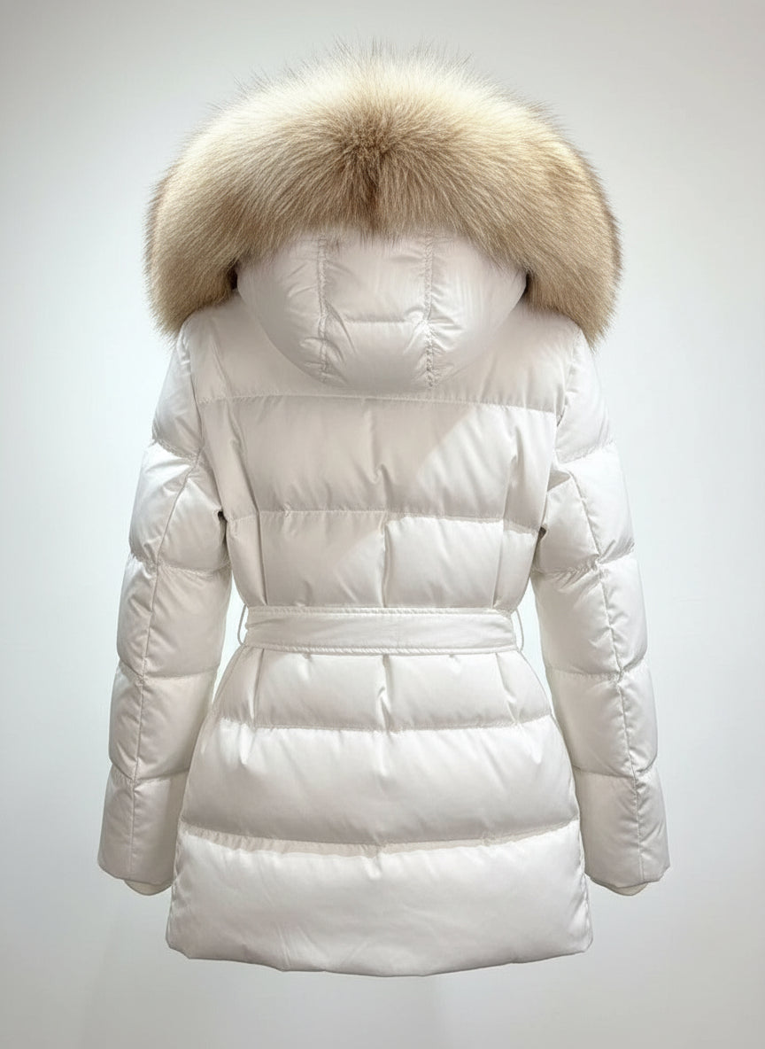 Plumón Blanco de Pelo Marrón