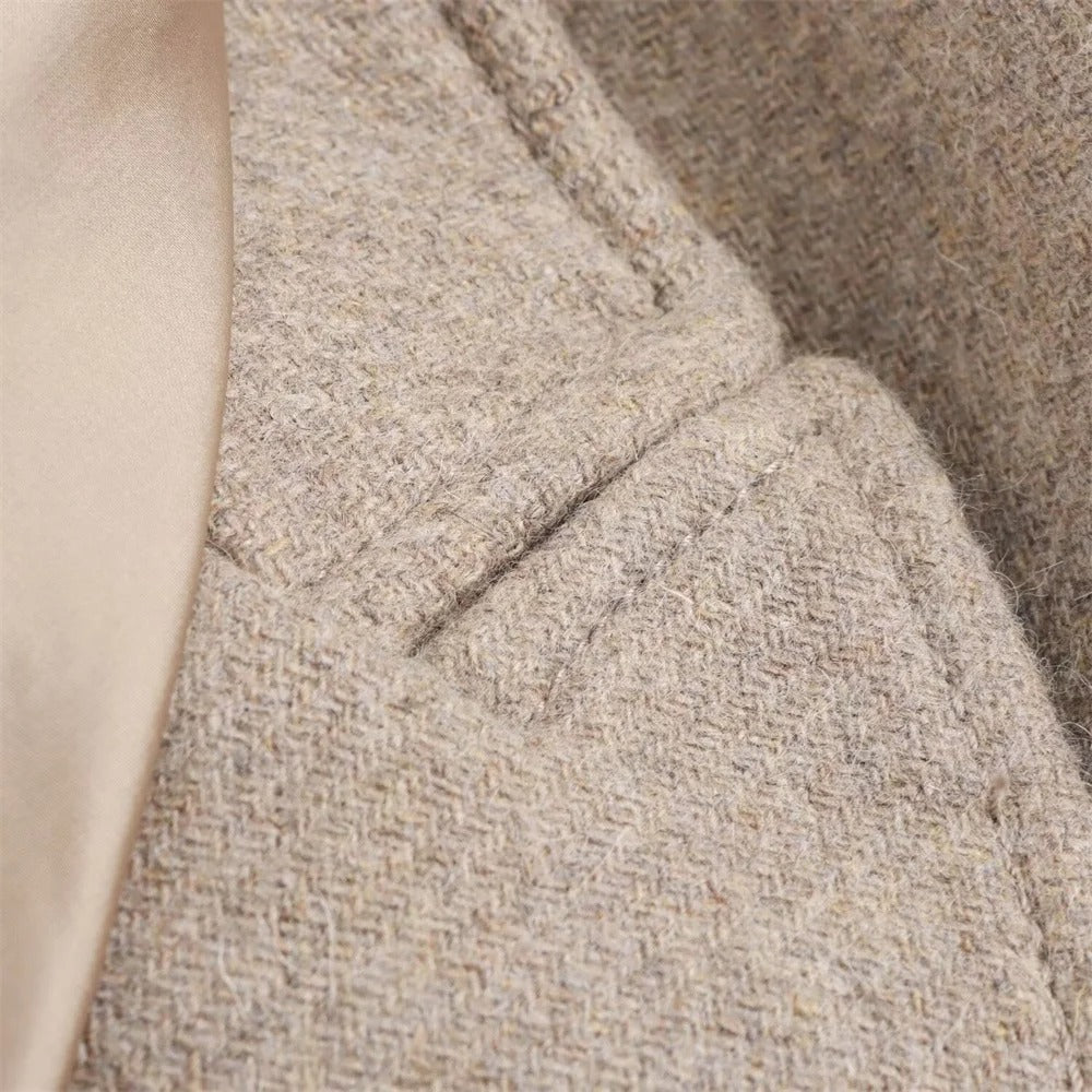 Abrigo Largo Marrón con Solapas de Pelo