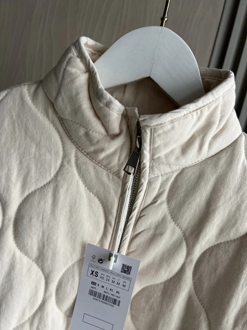 Chaqueta Acolchada de Relieve Beige