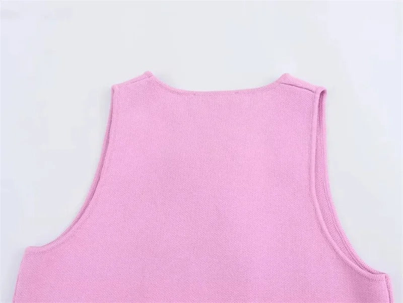 Camiseta Rosa Botones de Tirantes