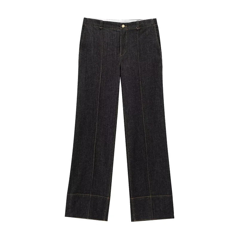 Conjunto de camisa vaquera con pantalón acampanado