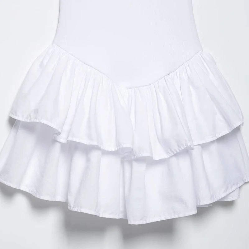 Vestido Corto Rosa con Volantes